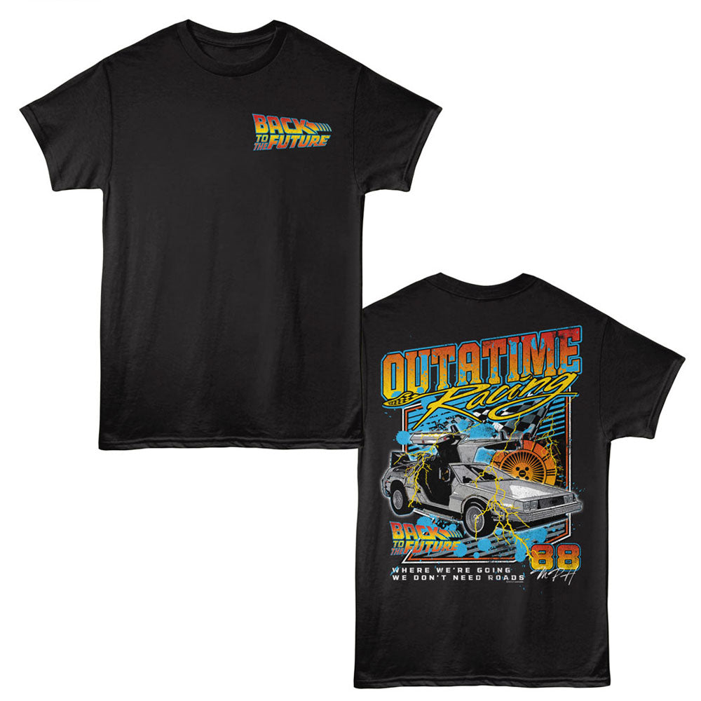 Back To The Future-bttf Outatime Racing F B-black Adult S/s Tshirt ***f&b***