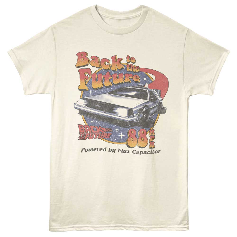Back To The Future-bttf Stars And Retro Font-natural Adult S/s Tshirt