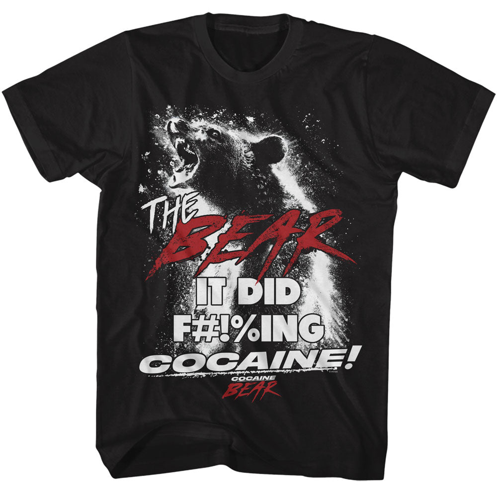 Cocaine Bear-cocaine Bear Fing Did Cocaine-black Adult S/s Tshirt