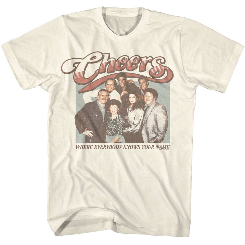 Cheers-cheers Group Photo-natural Adult S/s Tshirt