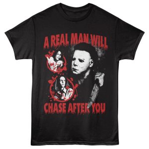 Halloween-halloween A Real Man-black Adult S/s Tshirt