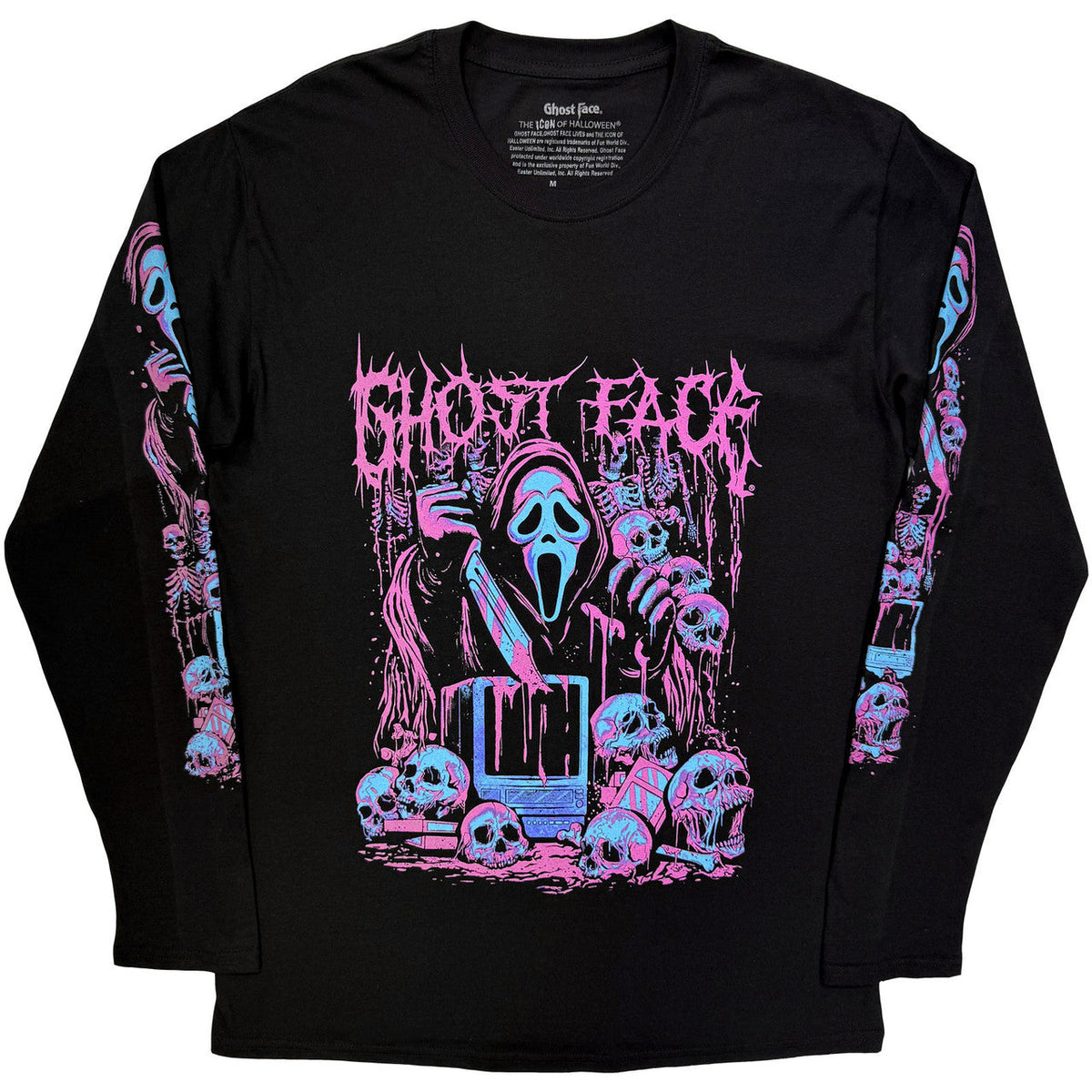 Ghostface Unisex Long Sleeve T-Shirt: Metal (Black)