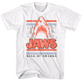 Jaws-jaws Head King Of Sharks-white Adult S/s Tshirt