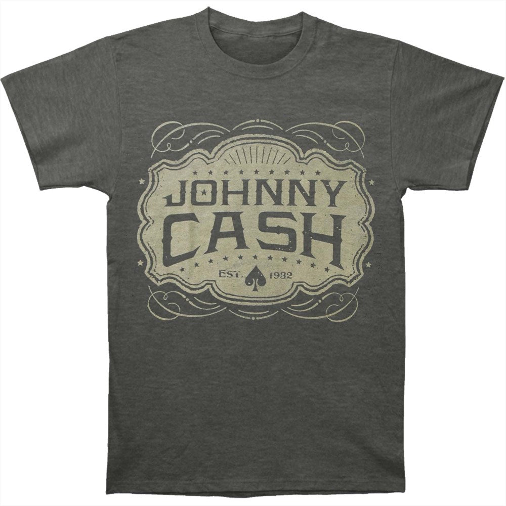 Johnny Cash - White Emblem Charcoal Heather T-shirt