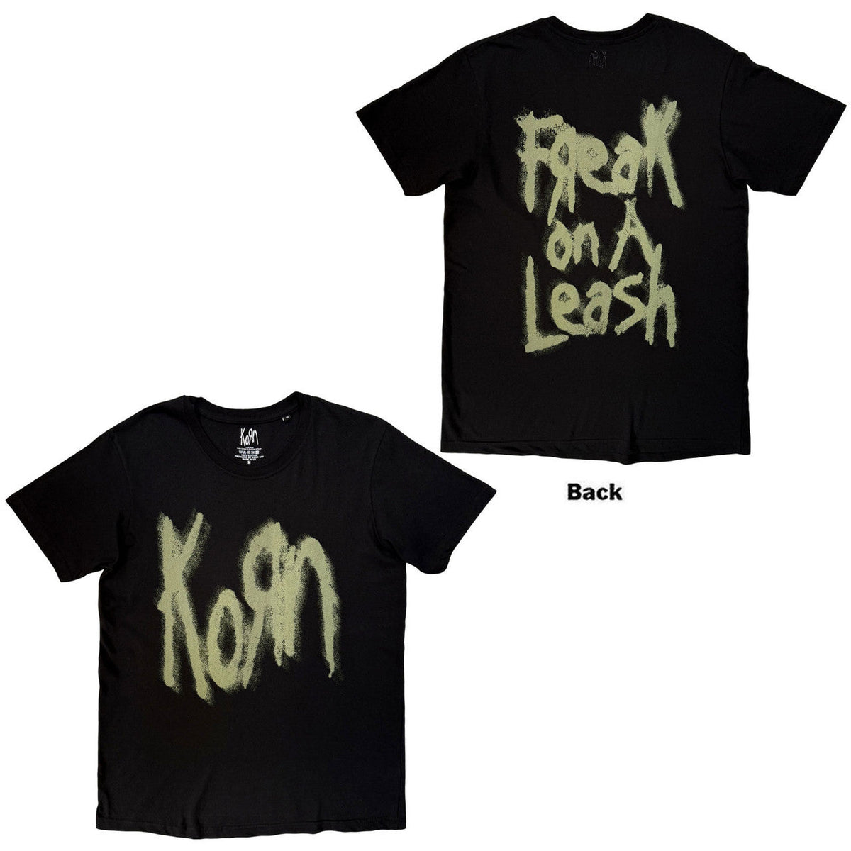 Korn Unisex T-Shirt: Freak On A Leash (Black) (Back Print)