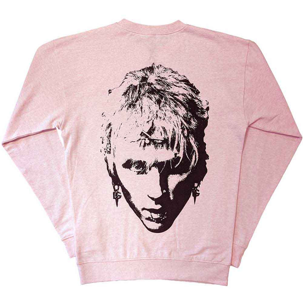 Machine Gun Kelly Unisex Sweatshirt: Pink Face (Pink) (Back & Sleeve Print)