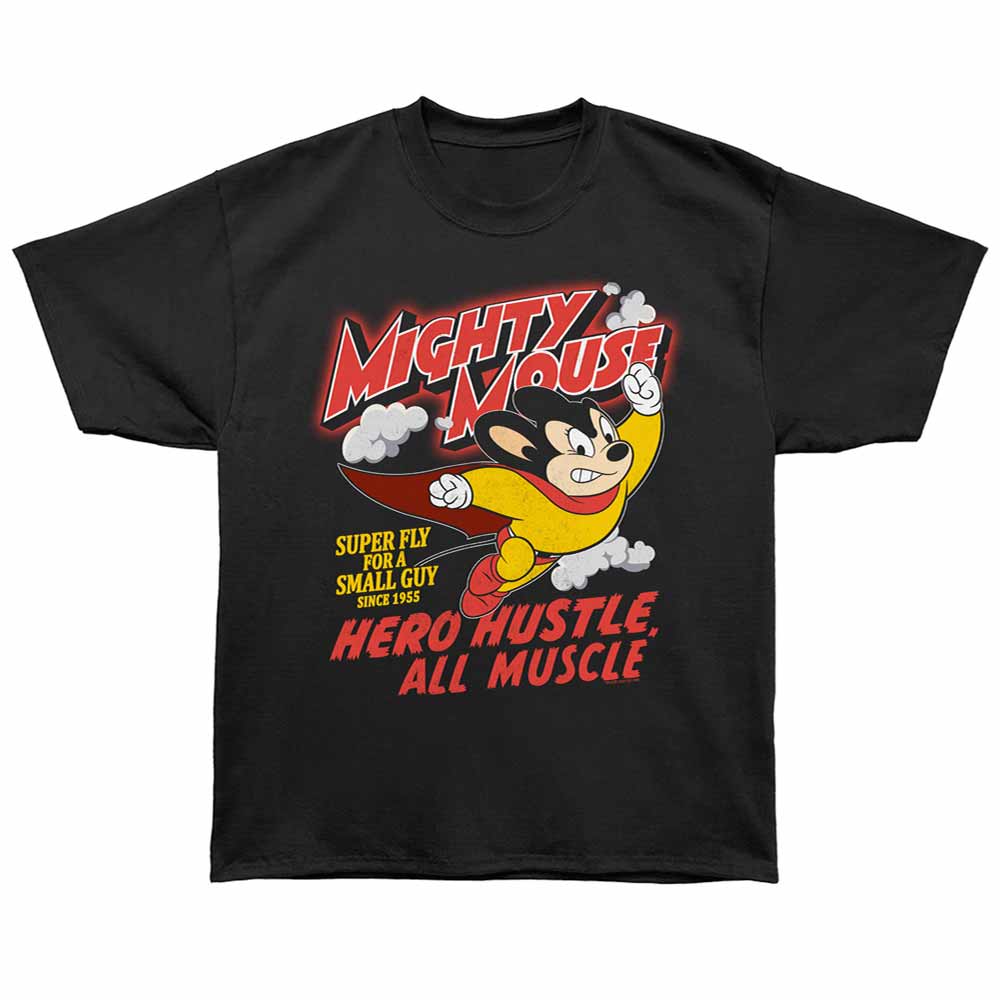 Mighty Mouse-mighty Mouse Hero Hustle- Black Bronx Adult Oversized S/s Tshirt