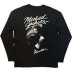 Michael Jackson Unisex Long Sleeve T-Shirt: Thriller / Hat Poses (Black) (Back Print)