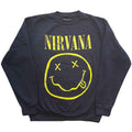 Nirvana Unisex Sweatshirt: Yellow Happy Face (Navy Blue)