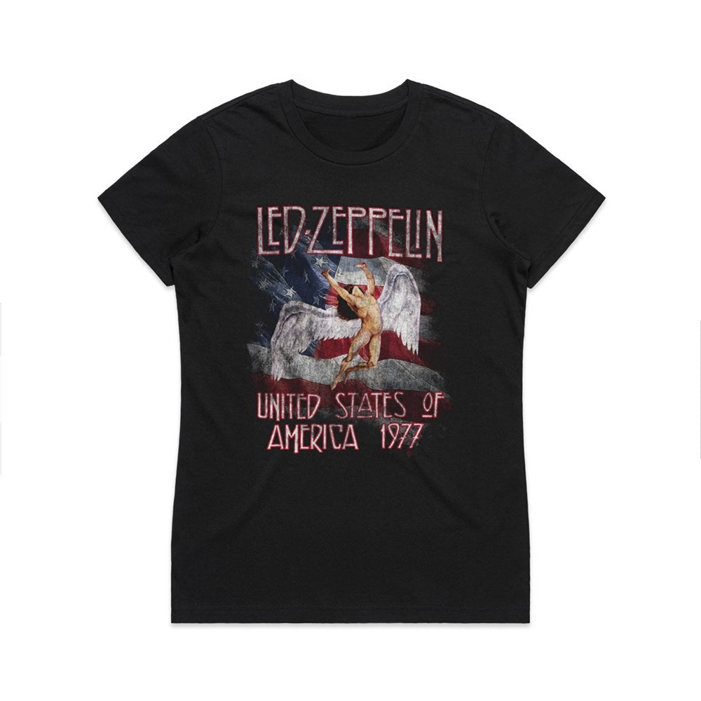 Led Zeppelin - Star N Stripes 1977 - Black Ladies T-shirt