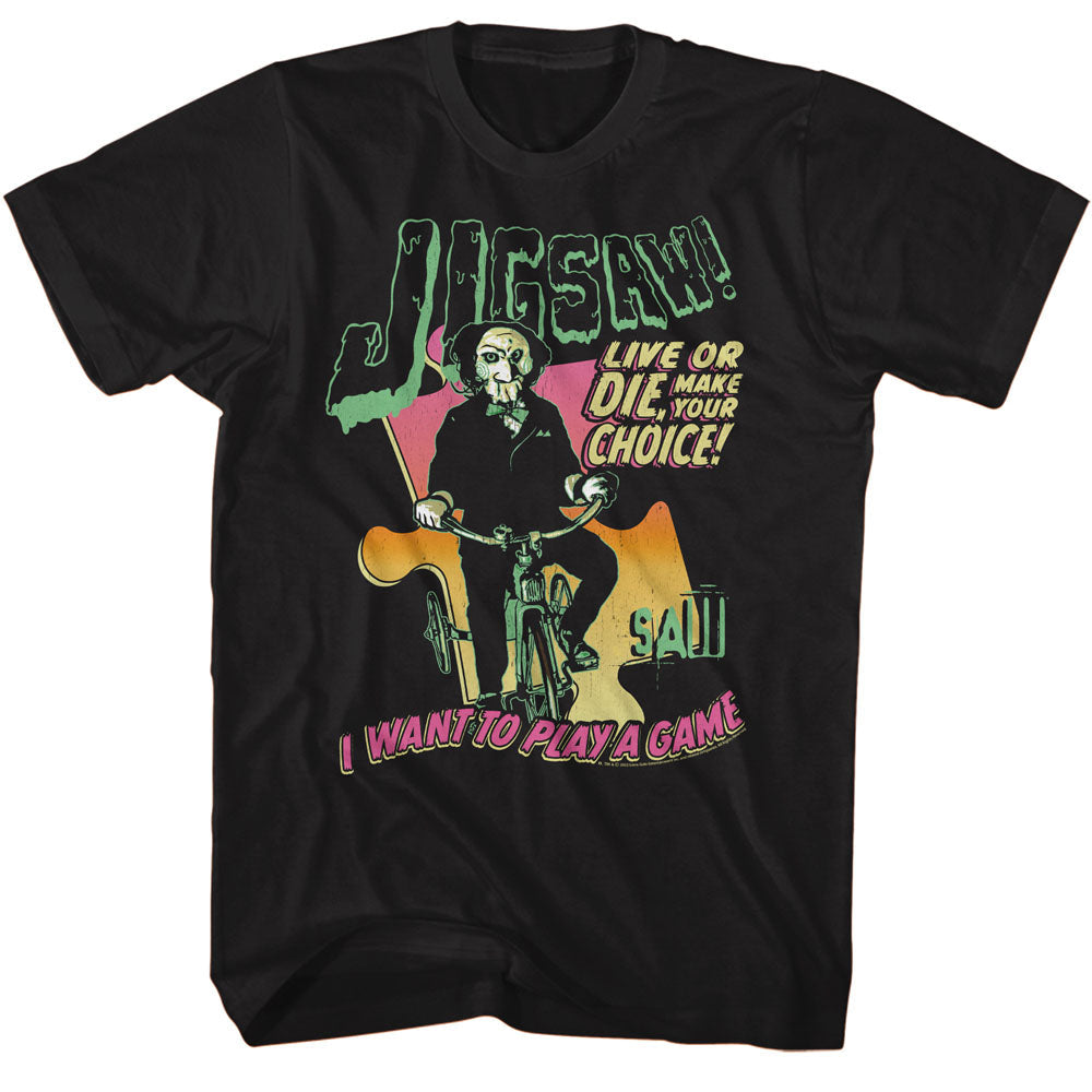 Saw-saw Giant Puzzle Piece-black Adult S/s Tshirt