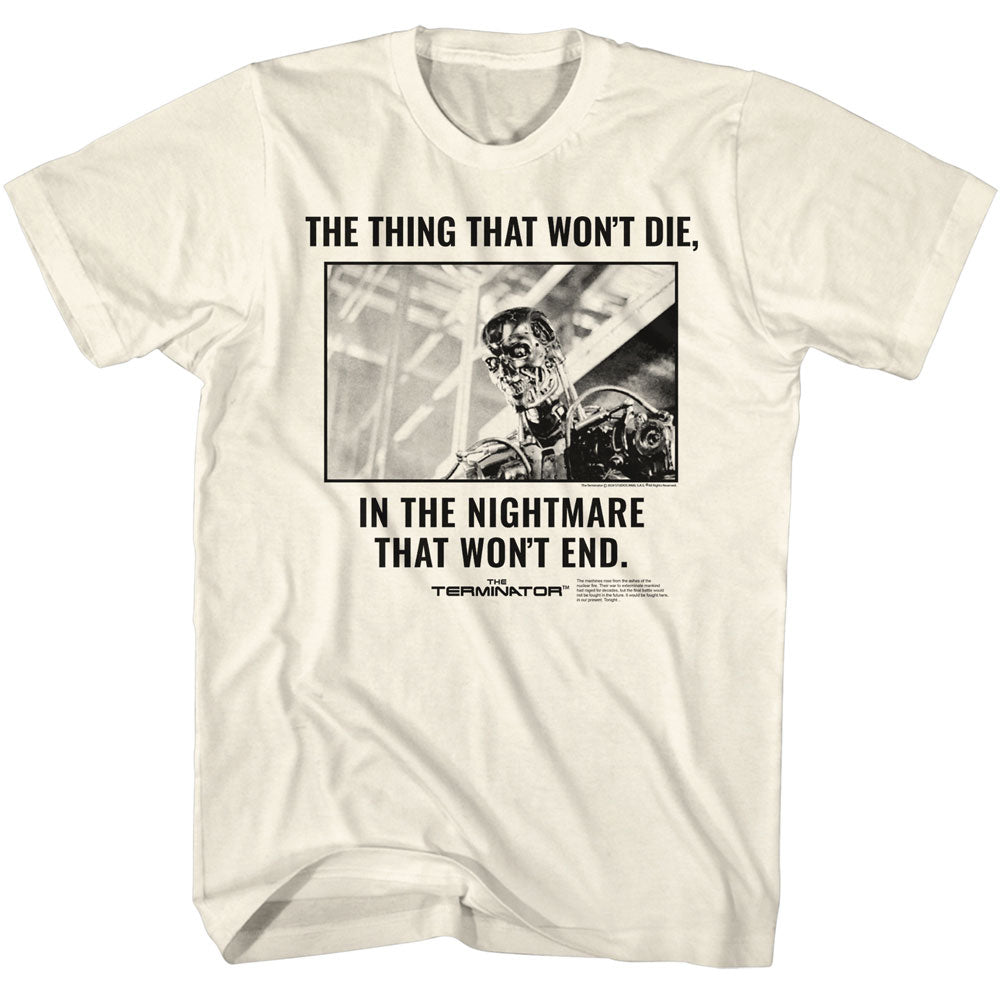 Terminator-terminator Wont Die- Natural Adult S/s Tshirt
