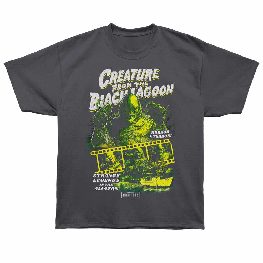 Universal Monsters-universal Monsters Black Lagoon Reel-graphite Bronx Adult Oversized S/s Tshirt